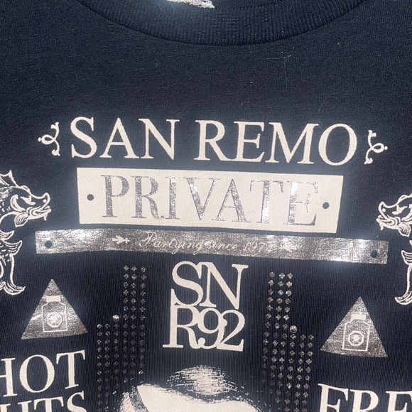 Zara Vintage Men’s San Remo Private Black Graphic T-Shirt NWOT - Picture 2 of 10